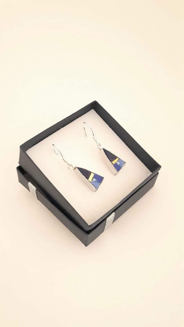 Orecchini piramide blu - immagine 2